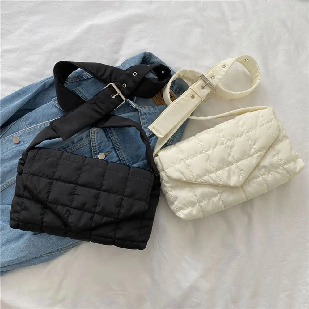 Lightweight Puffy Handbags Large Capacity Quilted Messenger Bag