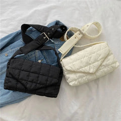 Lightweight Puffy Handbags Large Capacity Quilted Messenger Bag