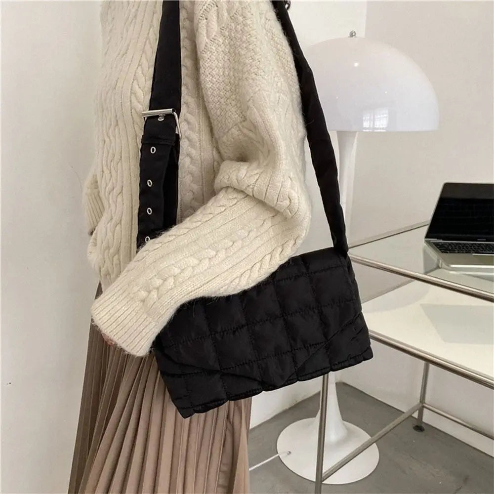 Lightweight Puffy Handbags Large Capacity Quilted Messenger Bag