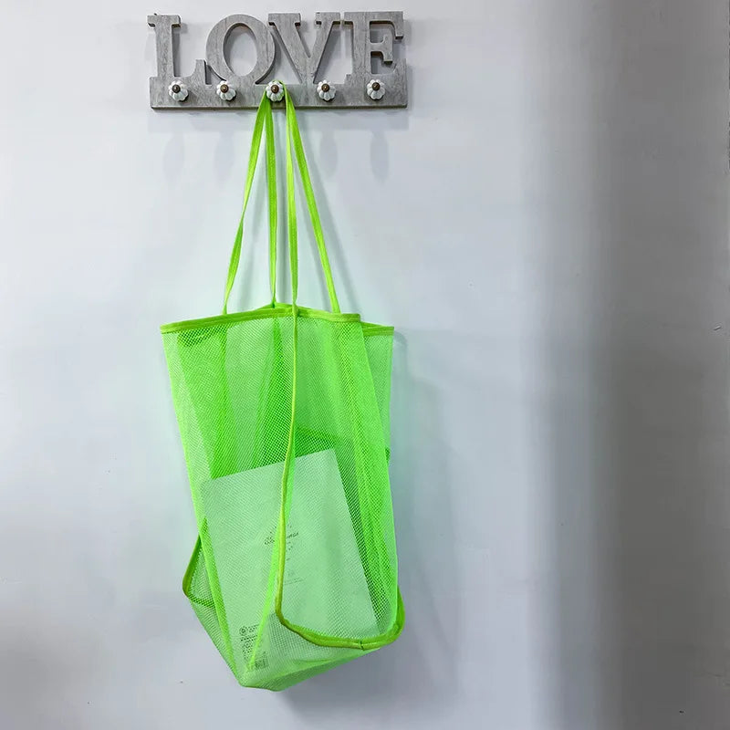 Mesh Shoulder Purse Large Capacity Beach Tote Bag with Long Handles