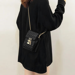 Triangle Women Handbag Metal Lock Chain Messenger Bag