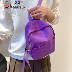 Nylon Backpack Casual Solid Teen Girls Travel Book Bag