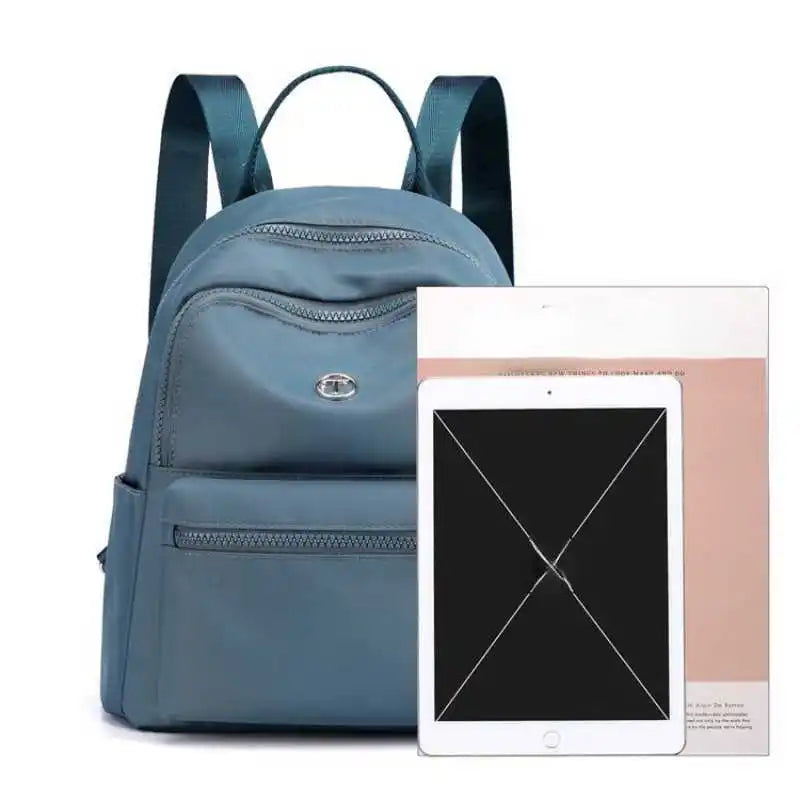 Women Nylon Backpack Lightweight Solid School Backpack