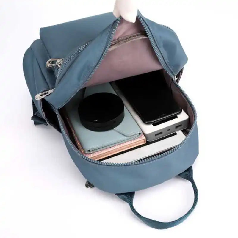 Women Nylon Backpack Lightweight Solid School Backpack