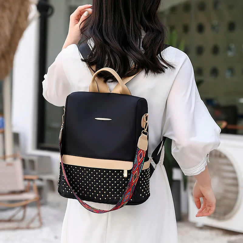 Women Oxford Backpack Waterproof Anti-Theft Knapsack Large Capacity