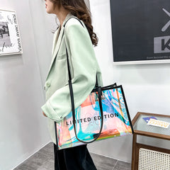 Clear PVC Shoulder Bag Letters Print Handbags