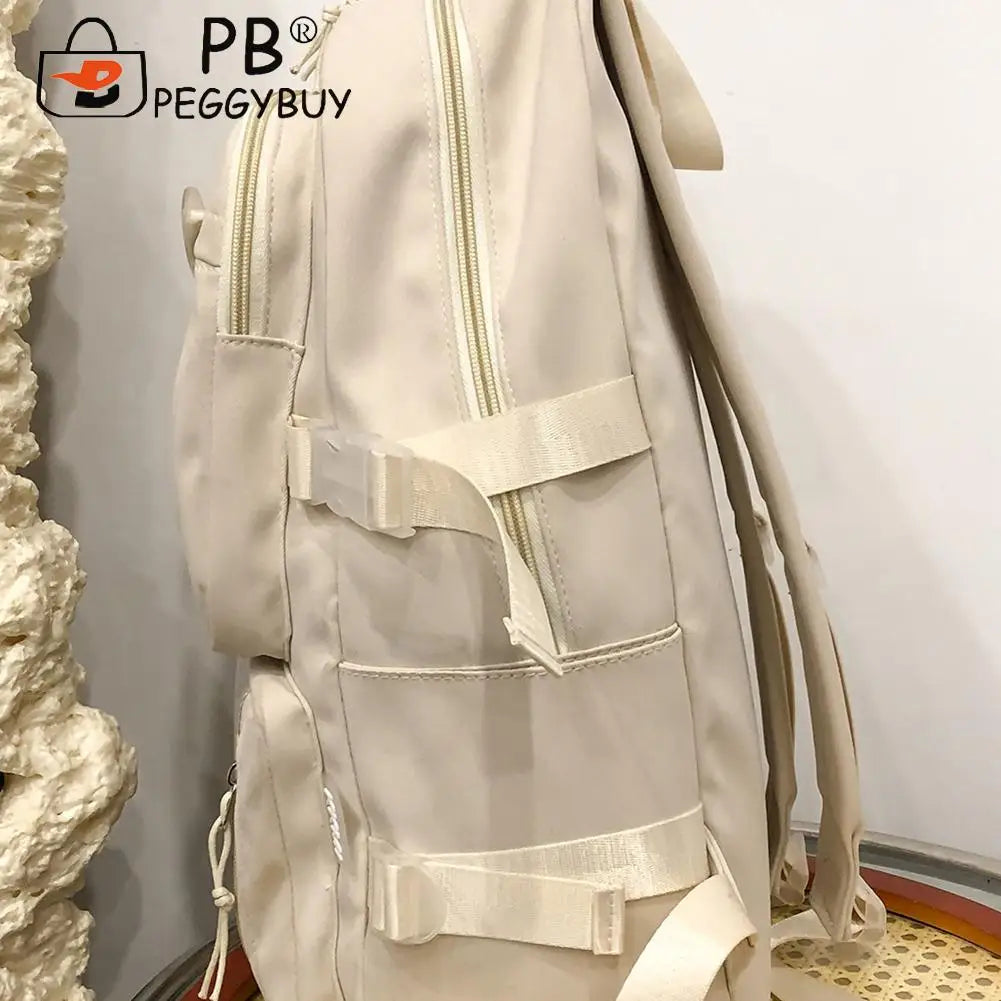 Women Clear PVC Backpack Patchwork Preppy Style Students School Bag