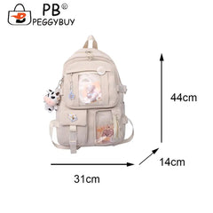 Women Clear PVC Backpack Patchwork Preppy Style Students School Bag