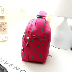 Polka Dot Multicolor Canvas Crossbody Shoulder Bag