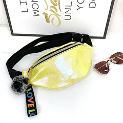 Women Pu Leather Fanny Pack Rainbow Colorful Bum Bag Girls Fitness Waist Pack
