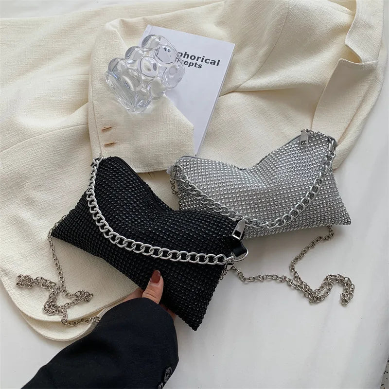 Rhinestone Shoulder Chain Messenger Bag for Women