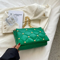 Rivet Handbag Pu Leather Chain Shoulder Bag