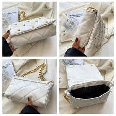 Rivet Handbag Pu Leather Chain Shoulder Bag