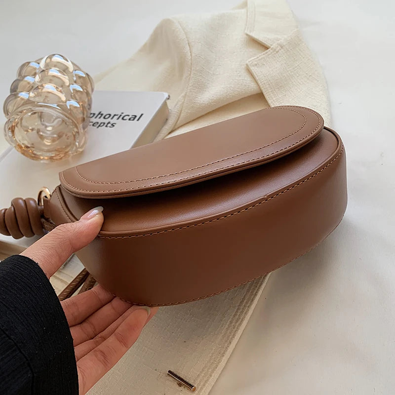Women Saddle Bag Knot Design Pu Leather Handbag