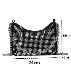 Rhinestone Silver Chain Shoulder Bag for Women
