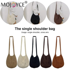Knitted Solid Underarm Bag Ladies Casual Shoulder Bags Winter Decoration