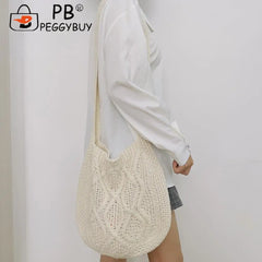 Knitted Women Shoulder Bag Winter Decoration Supplies