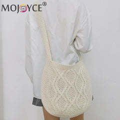 Knitted Solid Underarm Bag Ladies Casual Shoulder Bags Winter Decoration