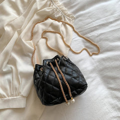 Women Shoulder Bag Drawstring Crossbody Mini PU Purse