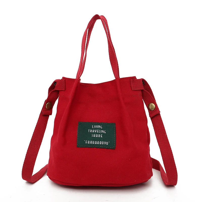 Canvas Letter Printing Shoulder Bag Large Capacity Crossbody Handbag