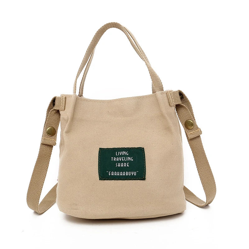 Canvas Letter Printing Shoulder Bag Large Capacity Crossbody Handbag