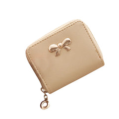 Women Single Pull Solid Zipper Bow Small Square Bag