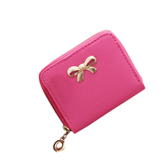 Women Single Pull Solid Zipper Bow Small Square Bag