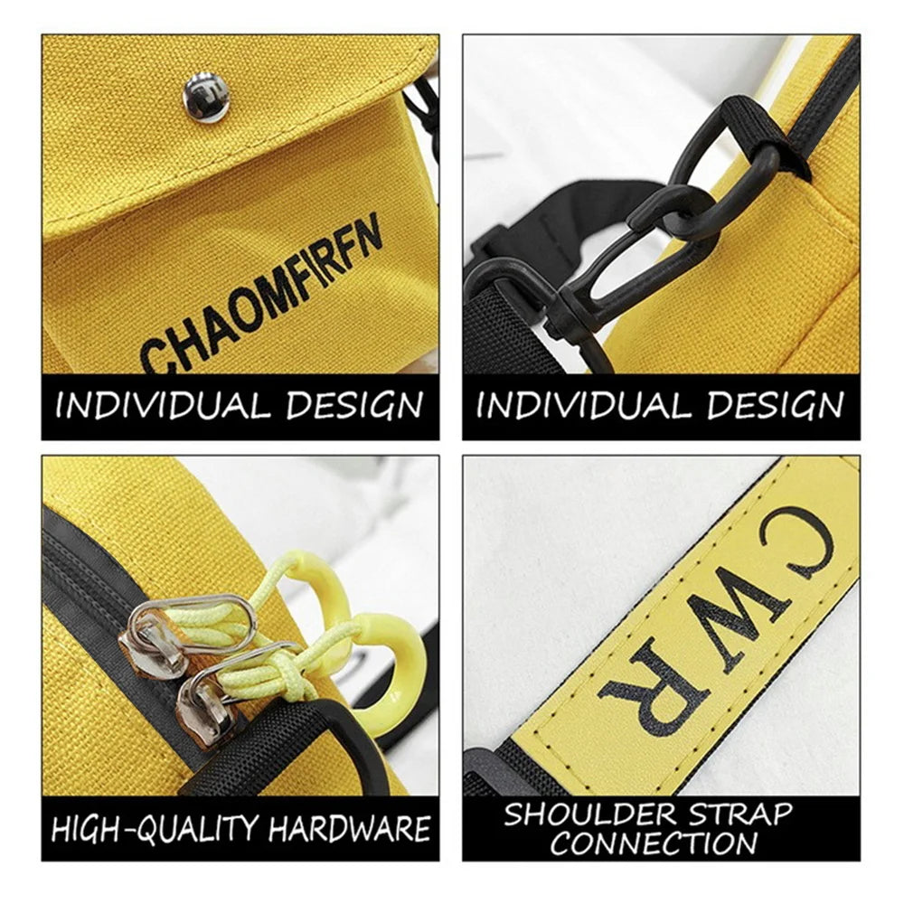Canvas Crossbody Bag for Women Earphone Zipper Handbag