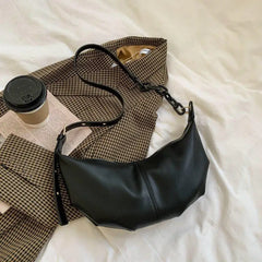 Vintage Soft Leather Handbag Armpit Bag Solid Shoulder Crossbody Chain Underarm