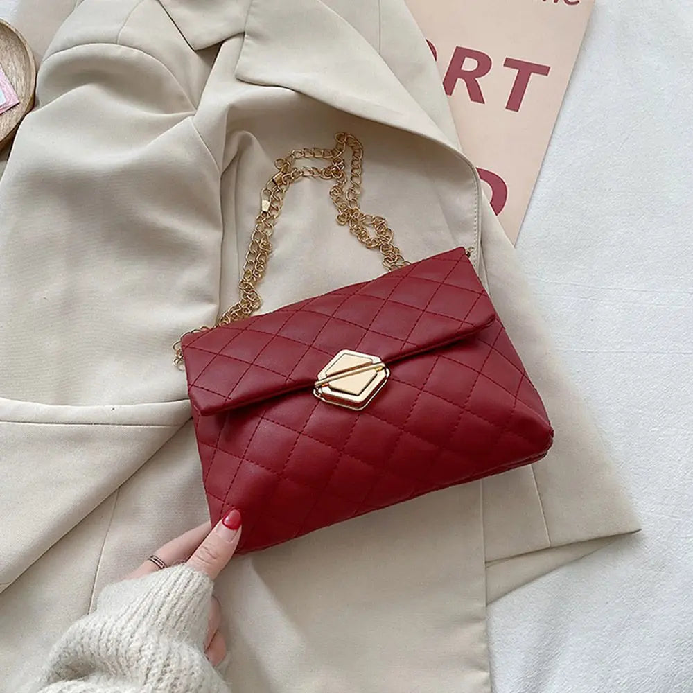 Red PU Leather Crossbody Shoulder Bag Casual Chest W