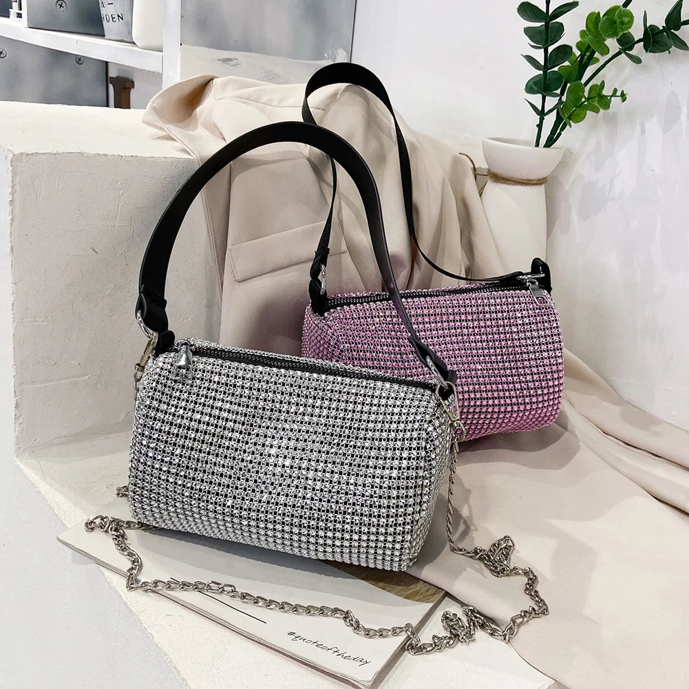 Glittering Chain Shoulder Messenger Bag Women Crossbody Handbag