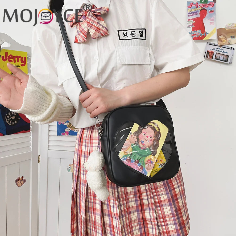 Women Heart Shape Crossbody Bag PU Leather Messenger Handbags
