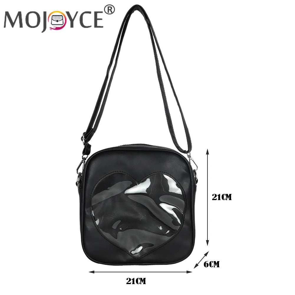 Women Heart Shape Crossbody Bag PU Leather Messenger Handbags