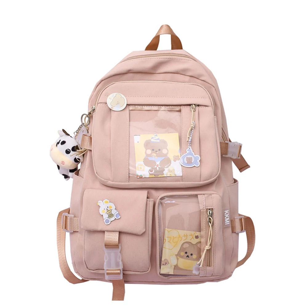 Women Transparent PVC Patchwork Backpack Preppy Style School Travel