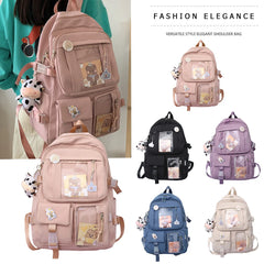 Women Transparent PVC Patchwork Backpack Preppy Style School Travel