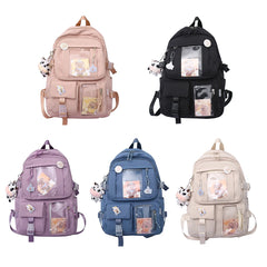 Women Transparent PVC Patchwork Backpack Preppy Style School Travel
