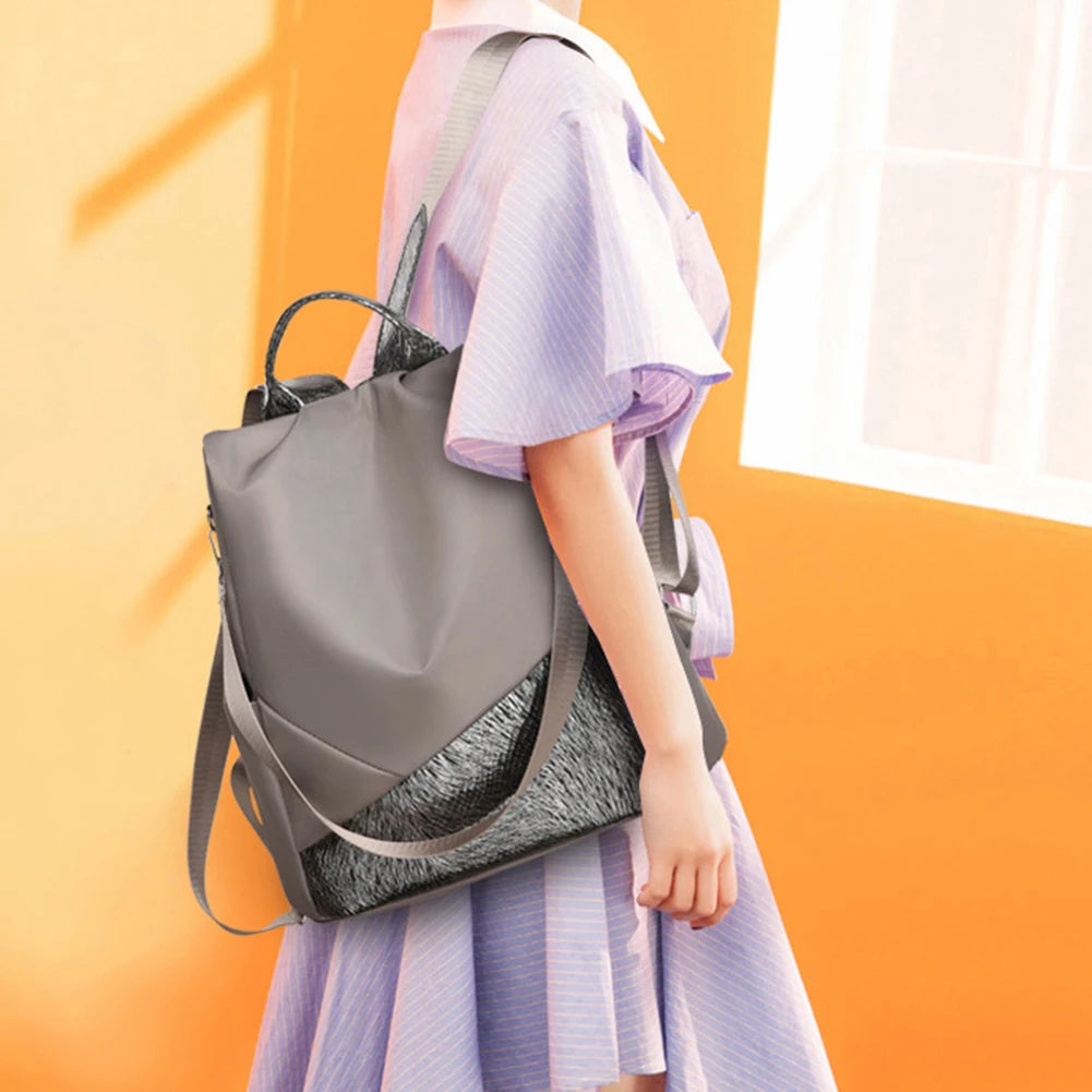 Women Travel Patchwork Backpack Anti-theft School Student Shoulder Bag