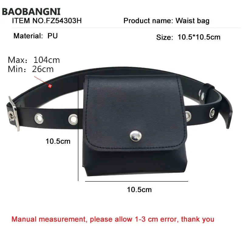 Women Waist Pack PU Fanny Pack Phone Chain Bags Lady Purse