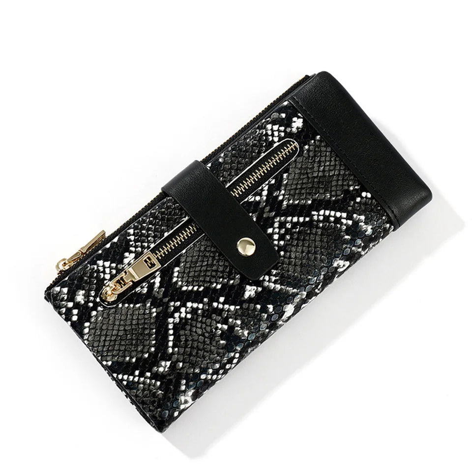 Women Zipper Clutch Purse Serpentine Long Card Bags Wallets Mobile Phone Bag
