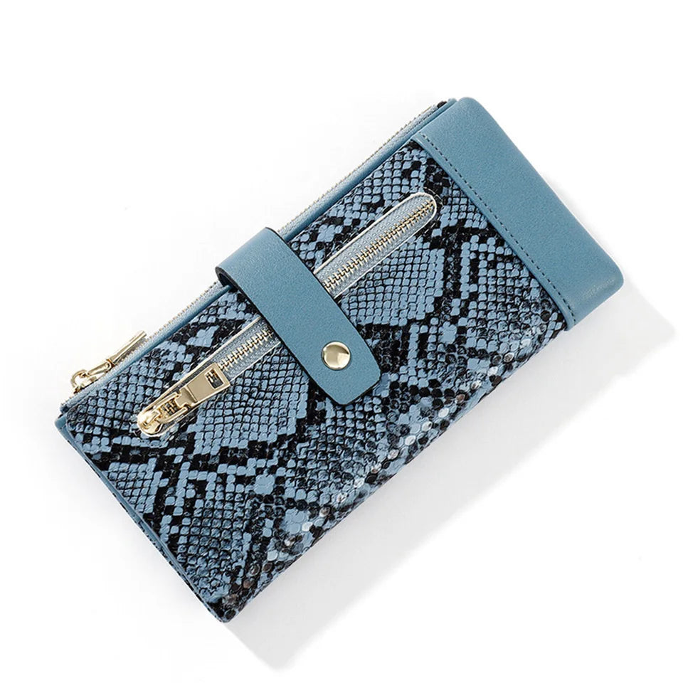 Women Zipper Clutch Purse Serpentine Long Card Bags Wallets Mobile Phone Bag