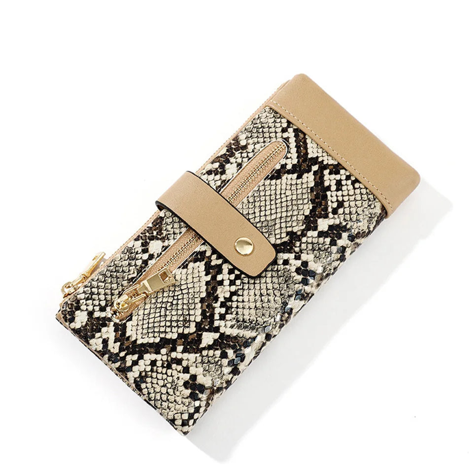 Women Zipper Clutch Purse Serpentine Long Card Bags Wallets Mobile Phone Bag