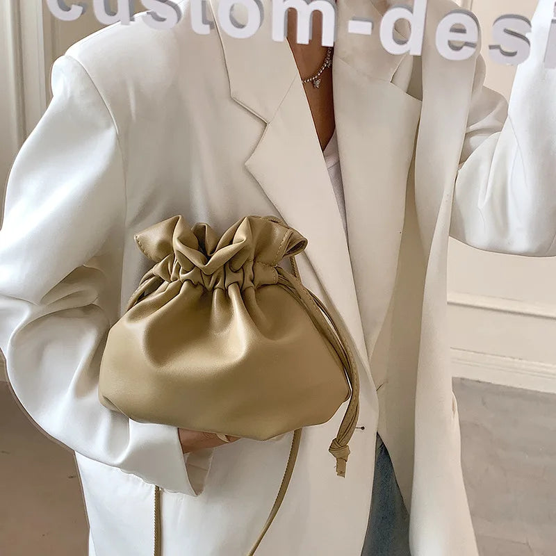 Women Shoulder Bag PU Leather Bucket Bag Crossbody Bag