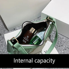 Fashionable Shoulder Bag, Solid Textured Surface, Zipper Closure, Large Capacity