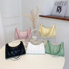 Fashionable Shoulder Bag, Solid Textured Surface, Zipper Closure, Large Capacity