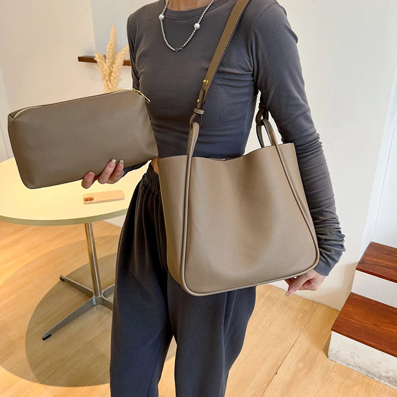 Stylish PU Leather Handbag Large Capacity Crossbody Shoulder Bag