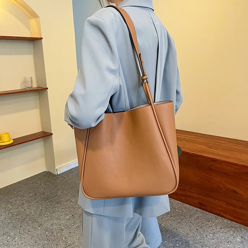 Stylish PU Leather Handbag Large Capacity Crossbody Shoulder Bag