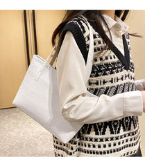Leopard Crocodile Tote Bag, Waterproof Shoulder Purse