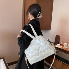 Women Feather Down Bag Cotton Padded Handbag Winter Shoulder Bag