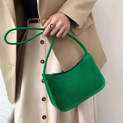 Women Felt Shoulder Bag Small Zipper Handbags