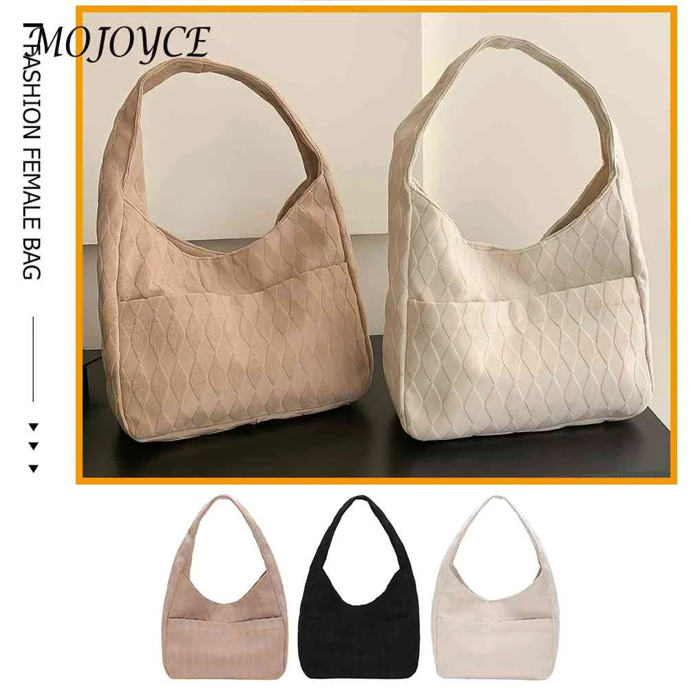 Women Clutch Bag Rhombus Underarm Solid Soft Large Capacity